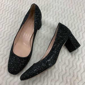 Kate Spade Dolores Black Glitter Heels Size 8